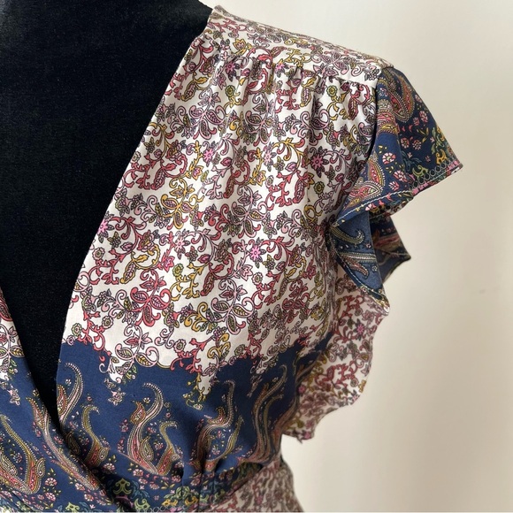 EUC MISA Los Angeles Carolina Floral Spring Flowy Cap Sleeve Maxi Wrap Dress SzM - Picture 3 of 15